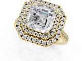 Yellow gold Double Halo Asscher Diamond Pave Band with Four-Prong Setting_5
