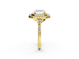 Yellow gold Double Halo Asscher Diamond Pave Band with Four-Prong Setting_6