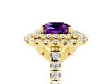 Yellow gold Double Halo Cushion Cut Amethyst Pavé Band with Four-Prong Setting_5