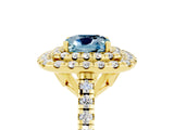 Yellow gold Double Halo Cushion Cut Aquamarine Pavé Band with Four-Prong Setting_5
