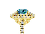 Yellow gold Double Halo Cushion Cut Blue Topaz Pavé Band with Four-Prong Setting_5