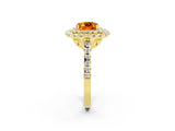 Yellow gold Double Halo Cushion Cut Citrine Pavé Band with Four-Prong Setting_2