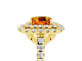 Yellow gold Double Halo Cushion Cut Citrine Pavé Band with Four-Prong Setting_5