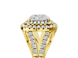 Yellow gold Double Halo Cushion Cut Diamond Split Shank Engagement Ring with Four-Prong Setting_12