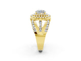 Yellow gold Double Halo Cushion Cut Diamond Split Shank Pave Set Ring_2
