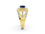 Yellow gold Double Halo Cushion Cut Diamond Split Shank Pave Set Ring_2