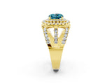 Yellow gold Double Halo Cushion Cut Diamond Split Shank Pave Set Ring_2