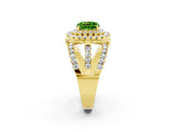 Yellow gold Double Halo Cushion Cut Diamond Split Shank Pave Set Ring_2