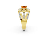 Yellow gold Double Halo Cushion Cut Diamond Split Shank Pave Set Ring_2