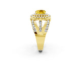 Yellow gold Double Halo Cushion Cut Diamond Split Shank Pave Set Ring_2