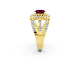 Yellow gold Double Halo Cushion Cut Diamond Split Shank Pave Set Ring_2