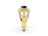 Yellow gold Double Halo Cushion Cut Diamond Split Shank Pave Set Ring_2