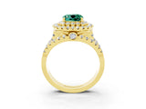 Yellow gold Double Halo Cushion Cut Diamond Split Shank Pave Set Ring_3