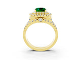 Yellow gold Double Halo Cushion Cut Diamond Split Shank Pave Set Ring_3
