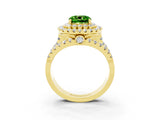 Yellow gold Double Halo Cushion Cut Diamond Split Shank Pave Set Ring_3