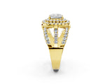 Yellow gold Double Halo Cushion Cut Diamond Split Shank Pave Set Ring_5
