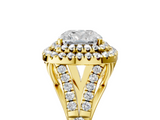 Yellow gold Double Halo Cushion Cut Diamond Split Shank Ring with Four Prong Setting_39
