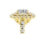 Yellow gold Double Halo Cushion Cut Moissanite Pavé Band with Four-Prong Setting_5