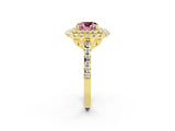Yellow gold Double Halo Cushion Cut Morganite Pavé Band with Four-Prong Setting_2