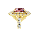 Yellow gold Double Halo Cushion Cut Morganite Pavé Band with Four-Prong Setting_5