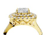 Yellow gold Double Halo Cushion Cut Pave Split Shank Prong Set Ring_19