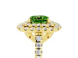 Yellow gold Double Halo Cushion Cut Peridot Pavé Band with Four-Prong Setting_5