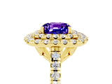 Yellow gold Double Halo Cushion Cut Tanzanite Pavé Band with Four-Prong Setting_5