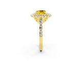 Yellow gold Double Halo Cushion Cut Yellow Sapphire Pavé Band with Four-Prong Setting_26