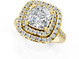 Yellow gold Double Halo Cushion Diamond Pave Band with Four-Prong Setting_58