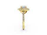 Yellow gold Double Halo Cushion Diamond Pave Band with Four-Prong Setting_59