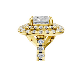 Yellow gold Double Halo Cushion Diamond Pave Band with Four-Prong Setting_62