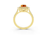 Yellow gold Double Halo Emerald Cut Citrine Pavé Band with Four-Prong Setting_3