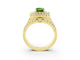 Yellow gold Double Halo Emerald Cut Diamond Split Shank Pave Set Ring_3