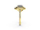 Yellow gold Double Halo Fancy Black Asscher Cut Diamond Pavé Band with Four-Prong Setting_2