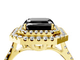 Yellow gold Double Halo Fancy Black Asscher Cut Diamond Pavé Band with Four-Prong Setting_4