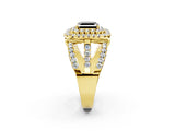 Yellow gold Double Halo Fancy Black Asscher Cut Diamond Split Shank Pave Set Ring_5