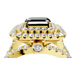 Yellow gold Double Halo Fancy Black Asscher Cut Diamond Split Shank Pave Set Ring_7
