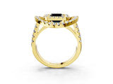 Yellow gold Double Halo Fancy Black Asscher Cut Diamond Split Shank Prong Setting Ring_3