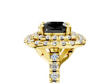 Yellow gold Double Halo Fancy Black Cushion Cut Diamond Pavé Band with Four-Prong Setting_5
