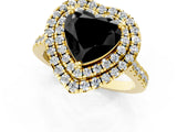 Yellow gold Double Halo Fancy Black Heart Cut Diamond Pavé Band with Four-Prong Setting_1