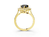 Yellow gold Double Halo Fancy Black Heart Cut Diamond Pavé Band with Four-Prong Setting_3