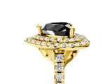 Yellow gold Double Halo Fancy Black Heart Cut Diamond Pavé Band with Four-Prong Setting_5