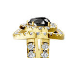 Yellow gold Double Halo Fancy Black Heart Cut Diamond Split Shank Prong Setting Ring_5