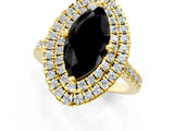 Yellow gold Double Halo Fancy Black Marquise Cut Diamond Pavé Band with Four-Prong Setting_1