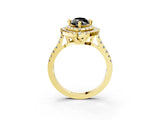 Yellow gold Double Halo Fancy Black Marquise Cut Diamond Pavé Band with Four-Prong Setting_3