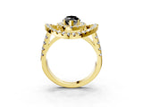 Yellow gold Double Halo Fancy Black Marquise Cut Diamond Split Shank Prong Setting Ring_3