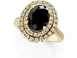 Yellow gold Double Halo Fancy Black Oval Cut Diamond Pavé Band with Four-Prong Setting_1
