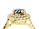 Yellow gold Double Halo Fancy Black Oval Cut Diamond Pavé Band with Four-Prong Setting_4