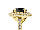 Yellow gold Double Halo Fancy Black Oval Cut Diamond Pavé Band with Four-Prong Setting_5