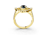 Yellow gold Double Halo Fancy Black Oval Cut Diamond Split Shank Prong Setting Ring_3